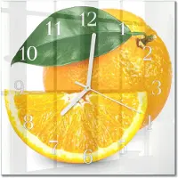 Drukarnia Piga Tulup Glasuhr Wanduhr Küchenuhr Echt-Glas 30x30 cm Modern Dekorativ Geräuschlos Weiße Zeiger - Orangen