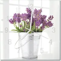 Drukarnia Piga Tulup Glasuhr Wanduhr Küchenuhr Echt-Glas 30x30 cm Modern Dekorativ Geräuschlos Weiße Zeiger - Lavendel