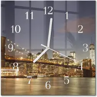 Drukarnia Piga Tulup Glasuhr Wanduhr Küchenuhr Echt-Glas 30x30 cm Modern Dekorativ Geräuschlos Weiße Zeiger - Nachtlicht