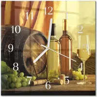 Drukarnia Piga Tulup Glasuhr Wanduhr Küchenuhr Echt-Glas 30x30 cm Modern Dekorativ Geräuschlos Weiße Zeiger - Weinfass