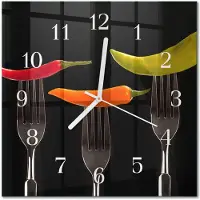 Drukarnia Piga Tulup Glasuhr Wanduhr Küchenuhr Echt-Glas 30x30 cm Modern Dekorativ Geräuschlos Weiße Zeiger - Gabel