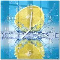 Drukarnia Piga Tulup Glasuhr Wanduhr Küchenuhr Echt-Glas 30x30 cm Modern Dekorativ Geräuschlos Weiße Zeiger - Zitronensäure