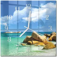Drukarnia Piga Tulup Glasuhr Wanduhr Küchenuhr Echt-Glas 30x30 cm Modern Dekorativ Geräuschlos Weiße Zeiger - Meer
