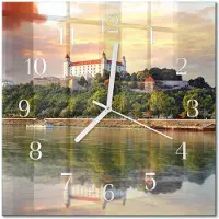 Drukarnia Piga Tulup Glasuhr Wanduhr Küchenuhr Echt-Glas 30x30 cm Modern Dekorativ Geräuschlos Weiße Zeiger - Flussburg