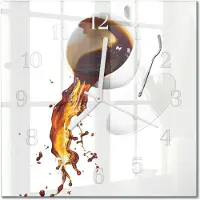 Drukarnia Piga Tulup Glasuhr Wanduhr Küchenuhr Echt-Glas 30x30 cm Modern Dekorativ Geräuschlos Weiße Zeiger - Kaffee