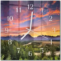 Drukarnia Piga Tulup Glasuhr Wanduhr Küchenuhr Echt-Glas 30x30 cm Modern Dekorativ Geräuschlos Weiße Zeiger - Landschaft
