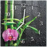 Drukarnia Piga Tulup Glasuhr Wanduhr Küchenuhr Echt-Glas 30x30 cm Modern Dekorativ Geräuschlos Weiße Zeiger - Bamboo Spa