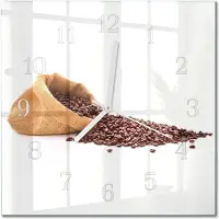 Drukarnia Piga Tulup Glasuhr Wanduhr Küchenuhr Echt-Glas 30x30 cm Modern Dekorativ Geräuschlos Weiße Zeiger - Kaffeebohnen