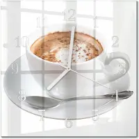 Drukarnia Piga Tulup Glasuhr Wanduhr Küchenuhr Echt-Glas 30x30 cm Modern Dekorativ Geräuschlos Weiße Zeiger - Kaffee