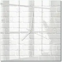 Drukarnia Piga Tulup Glasuhr Wanduhr Küchenuhr Echt-Glas 30x30 cm Modern Dekorativ Geräuschlos Weiße Zeiger - Ziegel