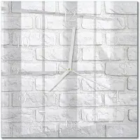 Drukarnia Piga Tulup Glasuhr Wanduhr Küchenuhr Echt-Glas 30x30 cm Modern Dekorativ Geräuschlos Weiße Zeiger - Ziegel