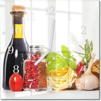 Drukarnia Piga Tulup Glasuhr Wanduhr Küchenuhr Echt-Glas 30x30 cm Modern Dekorativ Geräuschlos Weiße Zeiger - Pasta