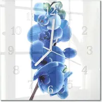 Drukarnia Piga Tulup Glasuhr Wanduhr Küchenuhr Echt-Glas 30x30 cm Modern Dekorativ Geräuschlos Weiße Zeiger - Orchidee
