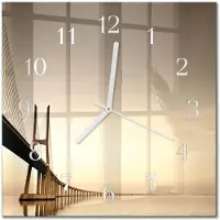 Drukarnia Piga Tulup Glasuhr Wanduhr Küchenuhr Echt-Glas 30x30 cm Modern Dekorativ Geräuschlos Weiße Zeiger - Sepia-Brücke