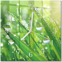 Drukarnia Piga Tulup Glasuhr Wanduhr Küchenuhr Echt-Glas 30x30 cm Modern Dekorativ Geräuschlos Weiße Zeiger - Tau