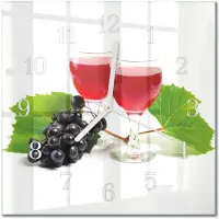 Drukarnia Piga Tulup Glasuhr Wanduhr Küchenuhr Echt-Glas 30x30 cm Modern Dekorativ Geräuschlos Weiße Zeiger - Trauben für Wein