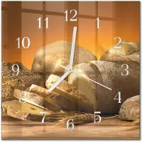 Drukarnia Piga Tulup Glasuhr Wanduhr Küchenuhr Echt-Glas 30x30 cm Modern Dekorativ Geräuschlos Weiße Zeiger - Brot