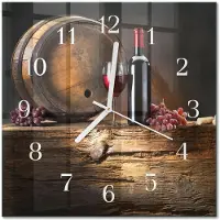Drukarnia Piga Tulup Glasuhr Wanduhr Küchenuhr Echt-Glas 30x30 cm Modern Dekorativ Geräuschlos Weiße Zeiger - Trauben für Wein
