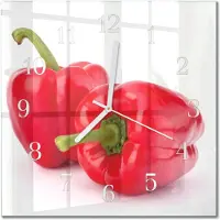 Drukarnia Piga Tulup Glasuhr Wanduhr Küchenuhr Echt-Glas 30x30 cm Modern Dekorativ Geräuschlos Weiße Zeiger - Pfeffer