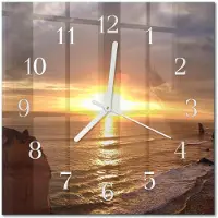 Drukarnia Piga Tulup Glasuhr Wanduhr Küchenuhr Echt-Glas 30x30 cm Modern Dekorativ Geräuschlos Weiße Zeiger - Sonnenuntergang