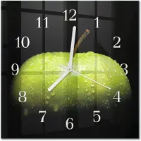 Drukarnia Piga Tulup Glasuhr Wanduhr Küchenuhr Echt-Glas 30x30 cm Modern Dekorativ Geräuschlos Weiße Zeiger - Apfel