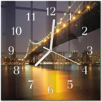 Drukarnia Piga Tulup Glasuhr Wanduhr Küchenuhr Echt-Glas 30x30 cm Modern Dekorativ Geräuschlos Weiße Zeiger - Horizon-Brücke