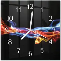 Drukarnia Piga Tulup Glasuhr Wanduhr Küchenuhr Echt-Glas 30x30 cm Modern Dekorativ Geräuschlos Weiße Zeiger - Abstrakter Rauch