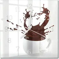 Drukarnia Piga Tulup Glasuhr Wanduhr Küchenuhr Echt-Glas 30x30 cm Modern Dekorativ Geräuschlos Weiße Zeiger - Kaffee