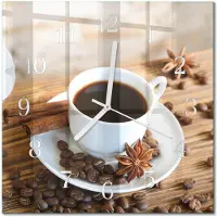 Drukarnia Piga Tulup Glasuhr Wanduhr Küchenuhr Echt-Glas 30x30 cm Modern Dekorativ Geräuschlos Weiße Zeiger - Kaffee