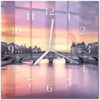 Drukarnia Piga Tulup Glasuhr Wanduhr Küchenuhr Echt-Glas 30x30 cm Modern Dekorativ Geräuschlos Weiße Zeiger - River City