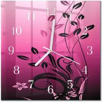 Drukarnia Piga Tulup Glasuhr Wanduhr Küchenuhr Echt-Glas 30x30 cm Modern Dekorativ Geräuschlos Weiße Zeiger - Blumenkunst