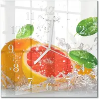 Drukarnia Piga Tulup Glasuhr Wanduhr Küchenuhr Echt-Glas 30x30 cm Modern Dekorativ Geräuschlos Weiße Zeiger - Grapefruit