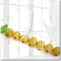 Drukarnia Piga Tulup Glasuhr Wanduhr Küchenuhr Echt-Glas 30x30 cm Modern Dekorativ Geräuschlos Weiße Zeiger - Oliven