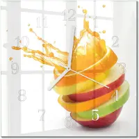 Drukarnia Piga Tulup Glasuhr Wanduhr Küchenuhr Echt-Glas 30x30 cm Modern Dekorativ Geräuschlos Weiße Zeiger - Obst