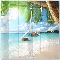 Drukarnia Piga Tulup Glasuhr Wanduhr Küchenuhr Echt-Glas 30x30 cm Modern Dekorativ Geräuschlos Weiße Zeiger - Insel