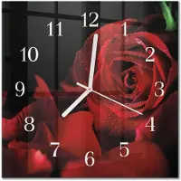 Drukarnia Piga Tulup Glasuhr Wanduhr Küchenuhr Echt-Glas 30x30 cm Modern Dekorativ Geräuschlos Weiße Zeiger - Rose