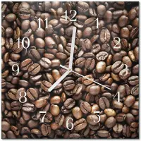Drukarnia Piga Tulup Glasuhr Wanduhr Küchenuhr Echt-Glas 30x30 cm Modern Dekorativ Geräuschlos Weiße Zeiger - Kaffeebohnen
