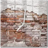 Drukarnia Piga Tulup Glasuhr Wanduhr Küchenuhr Echt-Glas 30x30 cm Modern Dekorativ Geräuschlos Weiße Zeiger - Ziegel