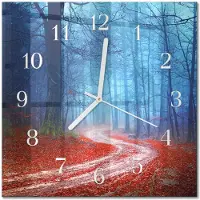 Drukarnia Piga Tulup Glasuhr Wanduhr Küchenuhr Echt-Glas 30x30 cm Modern Dekorativ Geräuschlos Weiße Zeiger - Waldweg