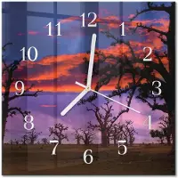 Drukarnia Piga Tulup Glasuhr Wanduhr Küchenuhr Echt-Glas 30x30 cm Modern Dekorativ Geräuschlos Weiße Zeiger - Bäume