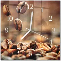 Drukarnia Piga Tulup Glasuhr Wanduhr Küchenuhr Echt-Glas 30x30 cm Modern Dekorativ Geräuschlos Weiße Zeiger - Kaffeebohnen