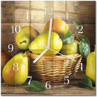 Drukarnia Piga Tulup Glasuhr Wanduhr Küchenuhr Echt-Glas 30x30 cm Modern Dekorativ Geräuschlos Weiße Zeiger - Birnen