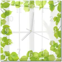 Drukarnia Piga Tulup Glasuhr Wanduhr Küchenuhr Echt-Glas 30x30 cm Modern Dekorativ Geräuschlos Weiße Zeiger - Blätter