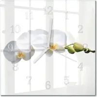 Drukarnia Piga Tulup Glasuhr Wanduhr Küchenuhr Echt-Glas 30x30 cm Modern Dekorativ Geräuschlos Weiße Zeiger - Orchidee
