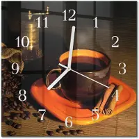 Drukarnia Piga Tulup Glasuhr Wanduhr Küchenuhr Echt-Glas 30x30 cm Modern Dekorativ Geräuschlos Weiße Zeiger - Kaffee