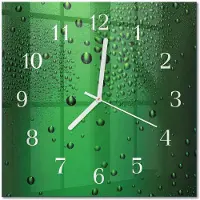 Drukarnia Piga Tulup Glasuhr Wanduhr Küchenuhr Echt-Glas 30x30 cm Modern Dekorativ Geräuschlos Weiße Zeiger - Wassertropfen