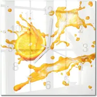 Drukarnia Piga Tulup Glasuhr Wanduhr Küchenuhr Echt-Glas 30x30 cm Modern Dekorativ Geräuschlos Weiße Zeiger - Orangensaft