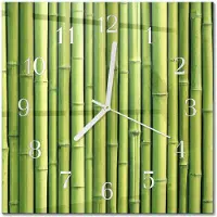 Drukarnia Piga Tulup Glasuhr Wanduhr Küchenuhr Echt-Glas 30x30 cm Modern Dekorativ Geräuschlos Weiße Zeiger - Bambus