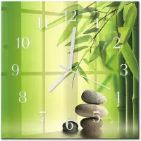 Drukarnia Piga Tulup Glasuhr Wanduhr Küchenuhr Echt-Glas 30x30 cm Modern Dekorativ Geräuschlos Weiße Zeiger - Steine