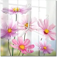 Drukarnia Piga Tulup Glasuhr Wanduhr Küchenuhr Echt-Glas 30x30 cm Modern Dekorativ Geräuschlos Weiße Zeiger - Blumen
